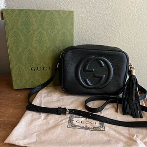 🎁 Gucci Soho Disco Crossbody Bag Black with Box & Dust Bag